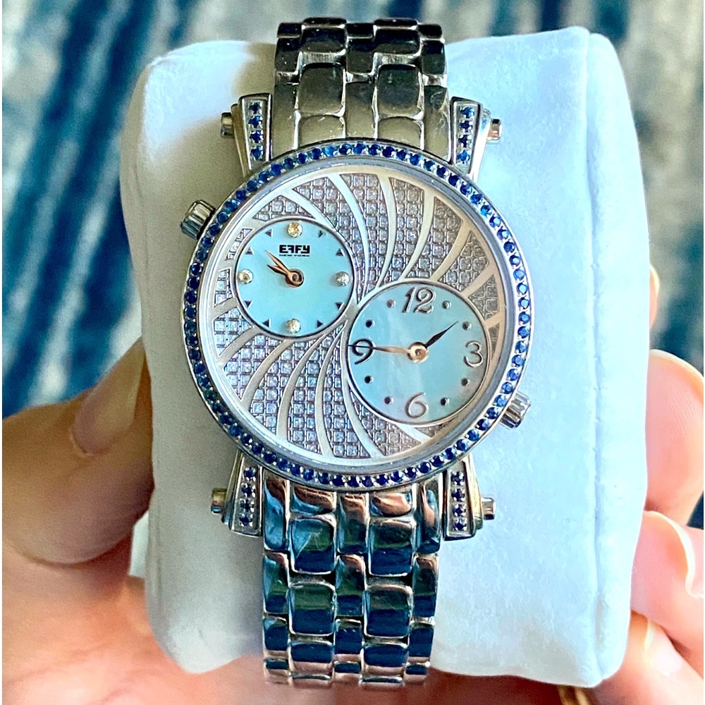 Effy Blue Sapphire Crystal Stainless Steel Watch